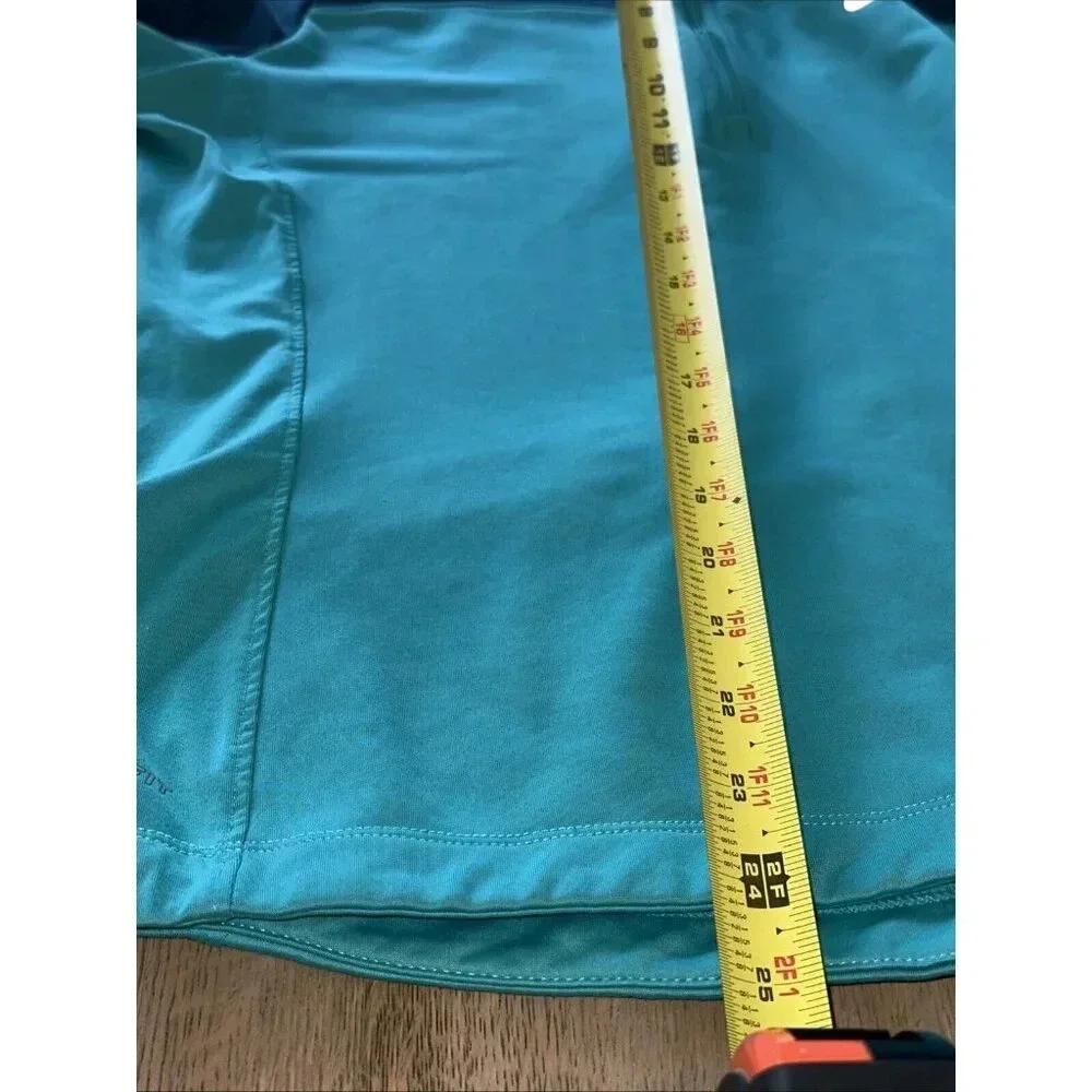 Nike Running Women’s (L) 1/4 Zip Pull Over Dri Fit Teal/Light Green Cap Hoodie